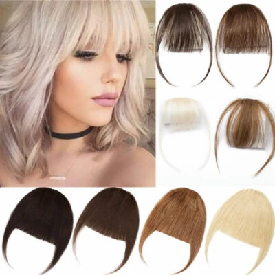 Echthaar Pony Luft Bangs Clip in Haarverlängerung Remy Human Hair Haarteil Blond - Bild 1 von 4