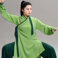 Chinese Costume Kung Fu Outfit Tai Chi Uniform Silk Linen Martail Arts Wushu