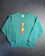 Vintage 90s Disney Tigger Graphic Crewneck Sweatshirt Green Size S Made in USA