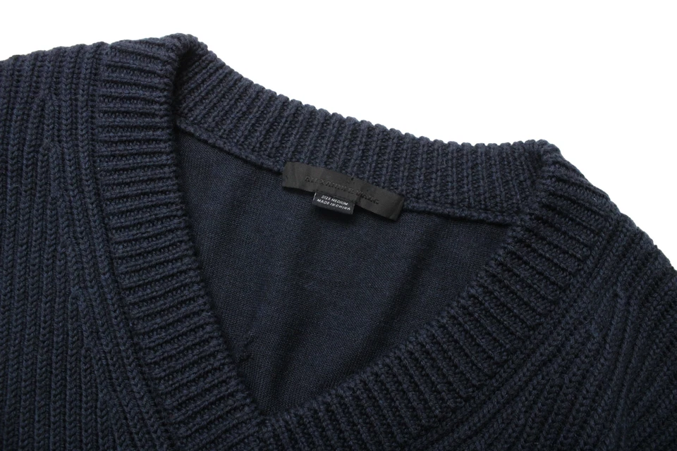 ALEXANDER WANG Pullover Herren M Wolle Gestrickt V-Ausschnitt Marineblau - Bild 4 von 4