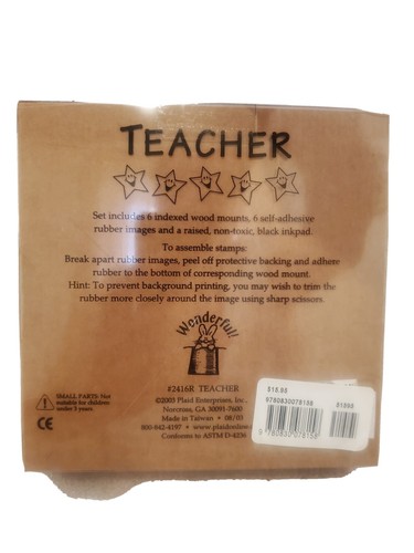 TEACHER Wood Mount Rubber Stamp Set. All Night Media Set Of 6. Brand New. - Picture 3 of 5
