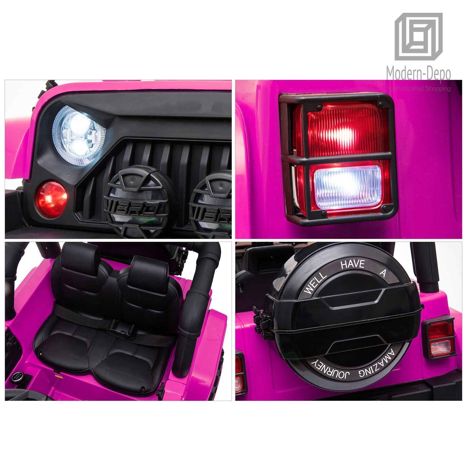 12V Jeep Kids Ride On Car w/ Parent Remote Control, DIY Stickers, LED Light