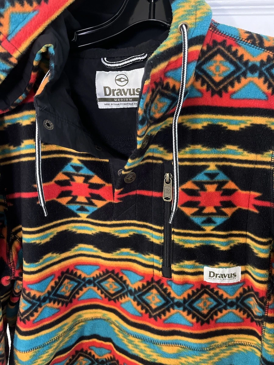 DRAVUS BY ZUMIEZ Mens Medium Fleece Pullover Anorak Hooded Jacket Mint Cond