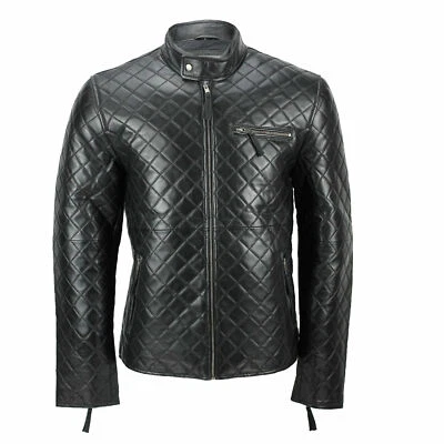 Blouson bombardier moto motard matelassé ZaynLeather pour homme en cuir vérit... - Photo 1/4