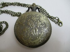 2ND AMENDMENT POCKET WATCH-NEW"-DEFENDING LIBERTY-SKULL W/ PISTOL-BRONZE
