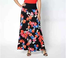 Attitudes by Renee Printed Como Jersey Skirt Coastal Petals Petite Large A648371