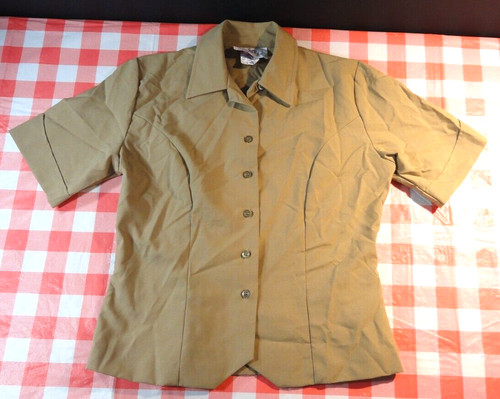 UNITED STATES MARINE CORP WOMEN'S SHORT SLEEVE TAN KHAKI DRESS SHIRT 10 REGULAR