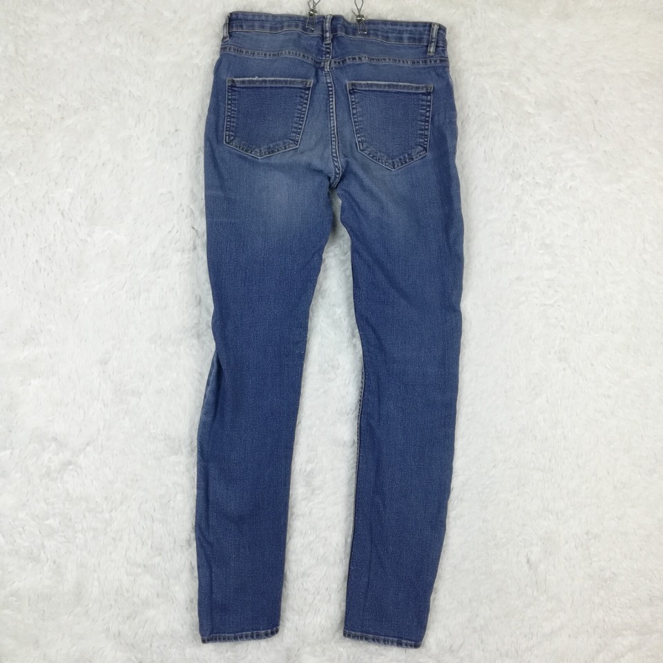 H&M Womens Jeans Skinny Fit Blue Denim Medium Wash Mid Rise Whiskering 6 eBay
