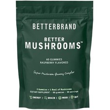 BetterMushrooms 60 Gummies Functional Mushroom Supplement for Gut Health Energy