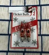 CARDof2 new C7 AMBER FLICKER FLAME LIGHT BULB E12 candelabra flickering 7¢ ship*