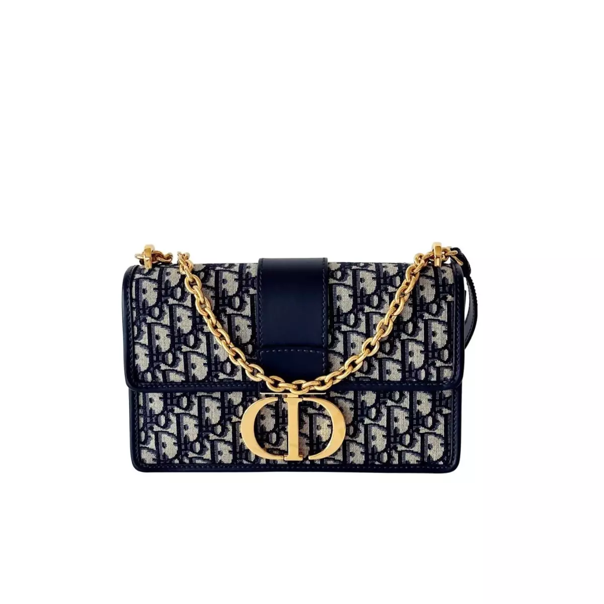 Dior - 30 Montaigne Chain Bag Blue Dior Oblique Jacquard - Women