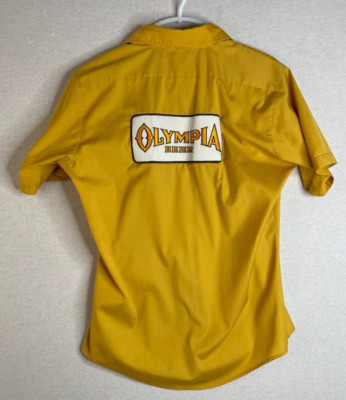 Vtg Olympia Brewery Workers Shirt Front Back Logo Beer 70s 80s Sz 15-15.5  Rare
