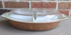 Vintage Pyrex Divided Dish Early American Casserole Baking 1 1/2 Quart w/ Lid 25