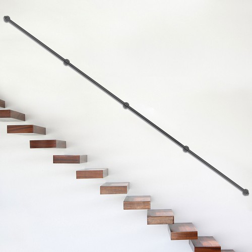 14Ft 4-Sections Industrial Pipe Wall Indoor Rails Wall Mount Loft Stair ...