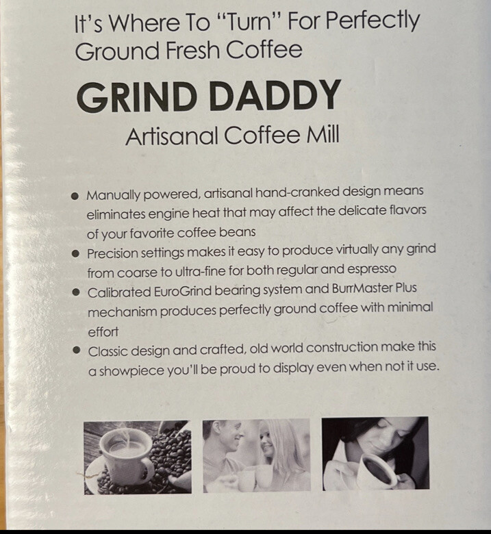 Gourmia GCG9310 Manual Coffee Grinder Artisanal Hand Crank Coffee Mill