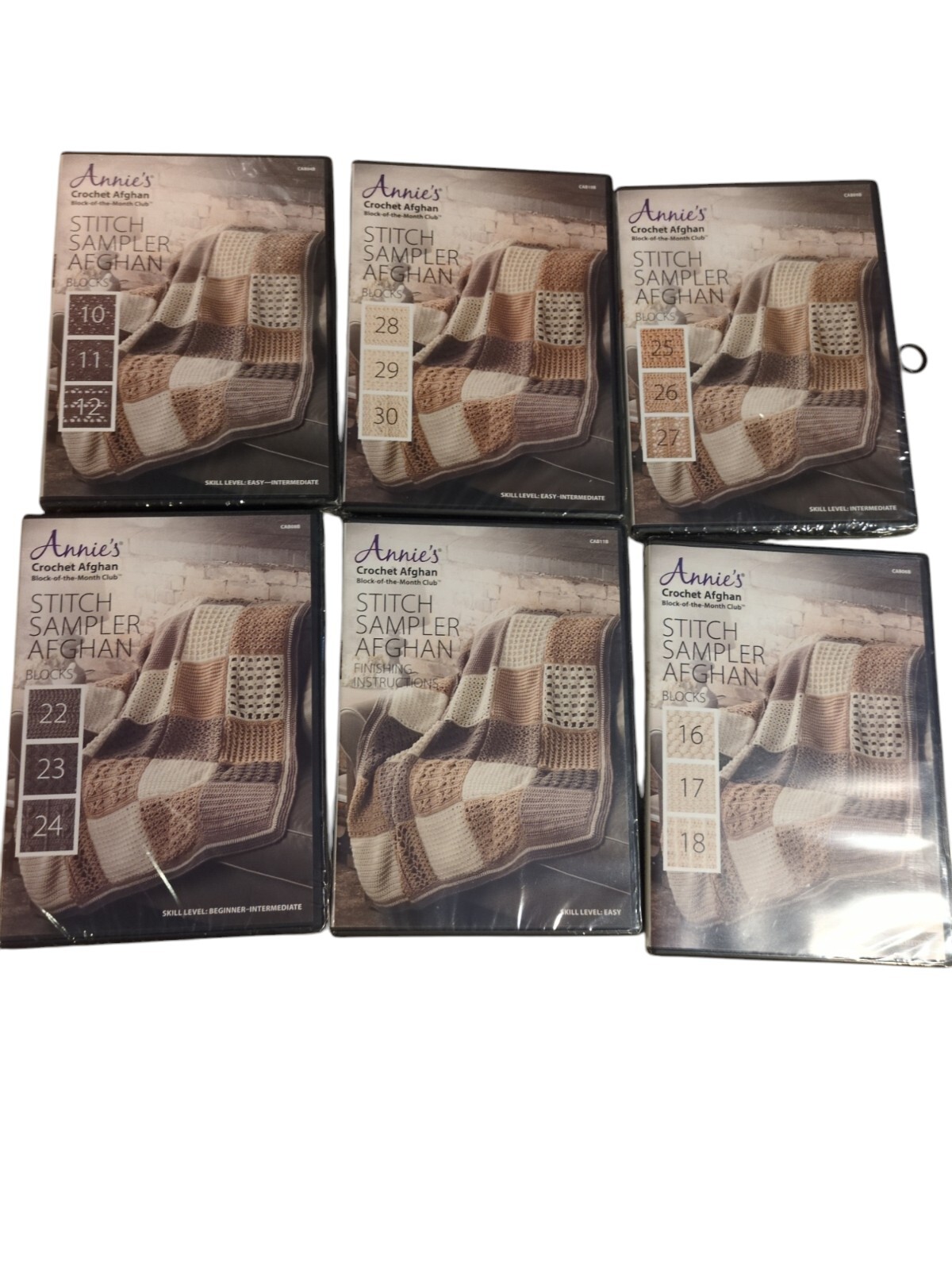 Annie's Crochet Afghan Stitch Sampler 6 DVD Lot New Sealed Partial Set
