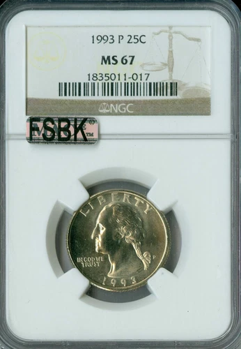 1993 P QUARTER NGC MS67 MAC FSBK FULL SPLIT BEAK FINEST REGISTRY  *