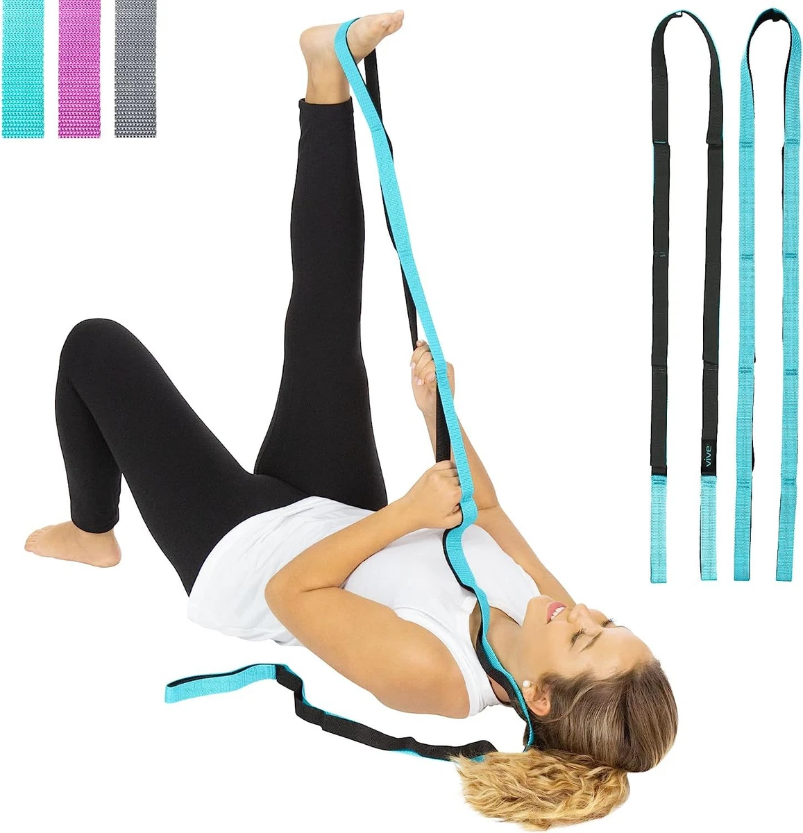 Vive Stretch Strap Leg Band to Improve 1 Count Pack of 1 Teal