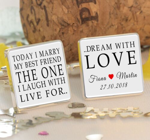 Personalised Today I Marry Wedding Groom Cufflinks, Wedding Day Gift, Groom Gift - Picture 1 of 7