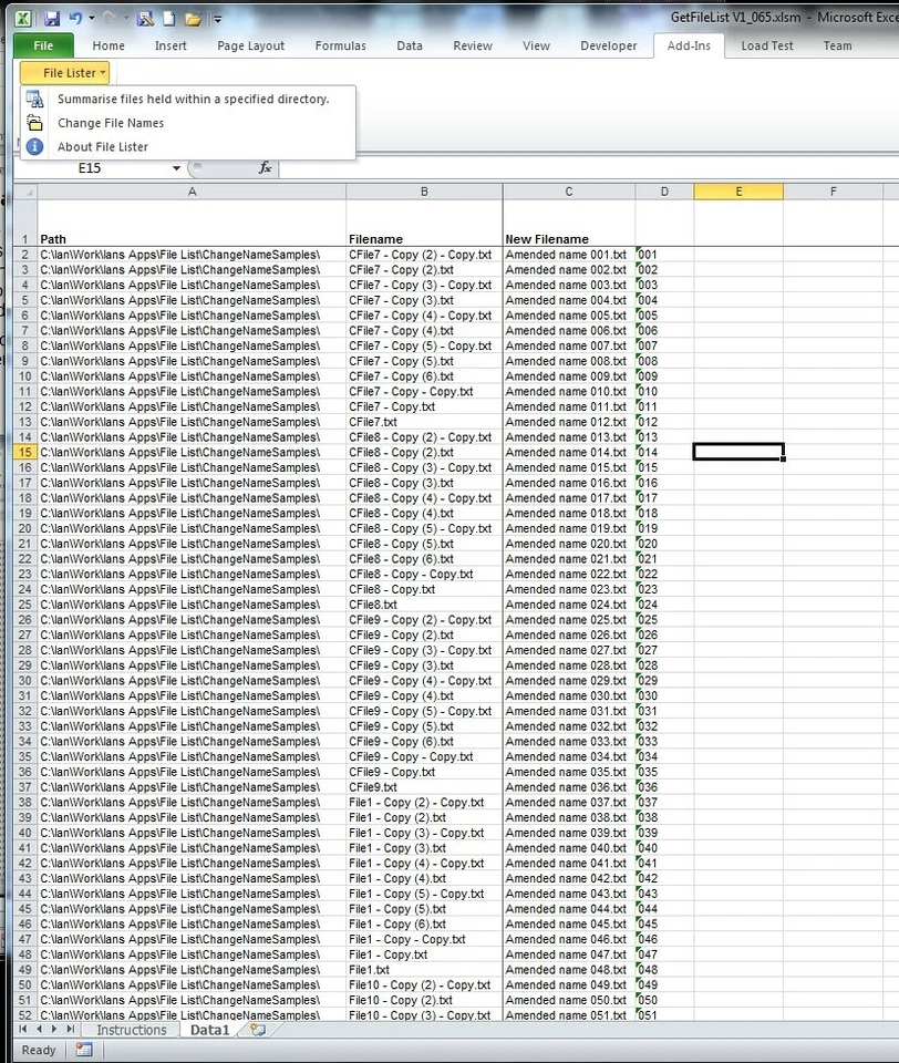 FileLister A handy little Excel based app to easily list and rename your files - Image 2 of 4