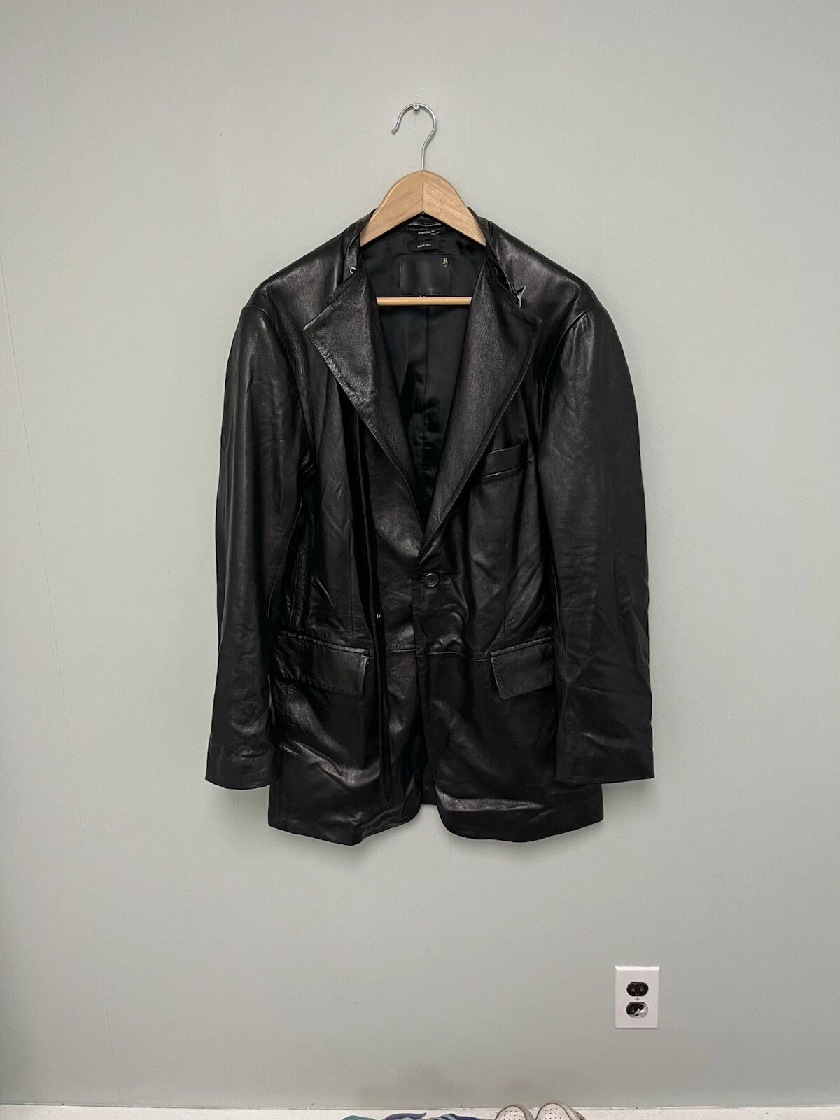 $2995 New R13 Belt Collar Leather Jacket Small Goth Glam Rock Owens Avantgarde - product detail image 5