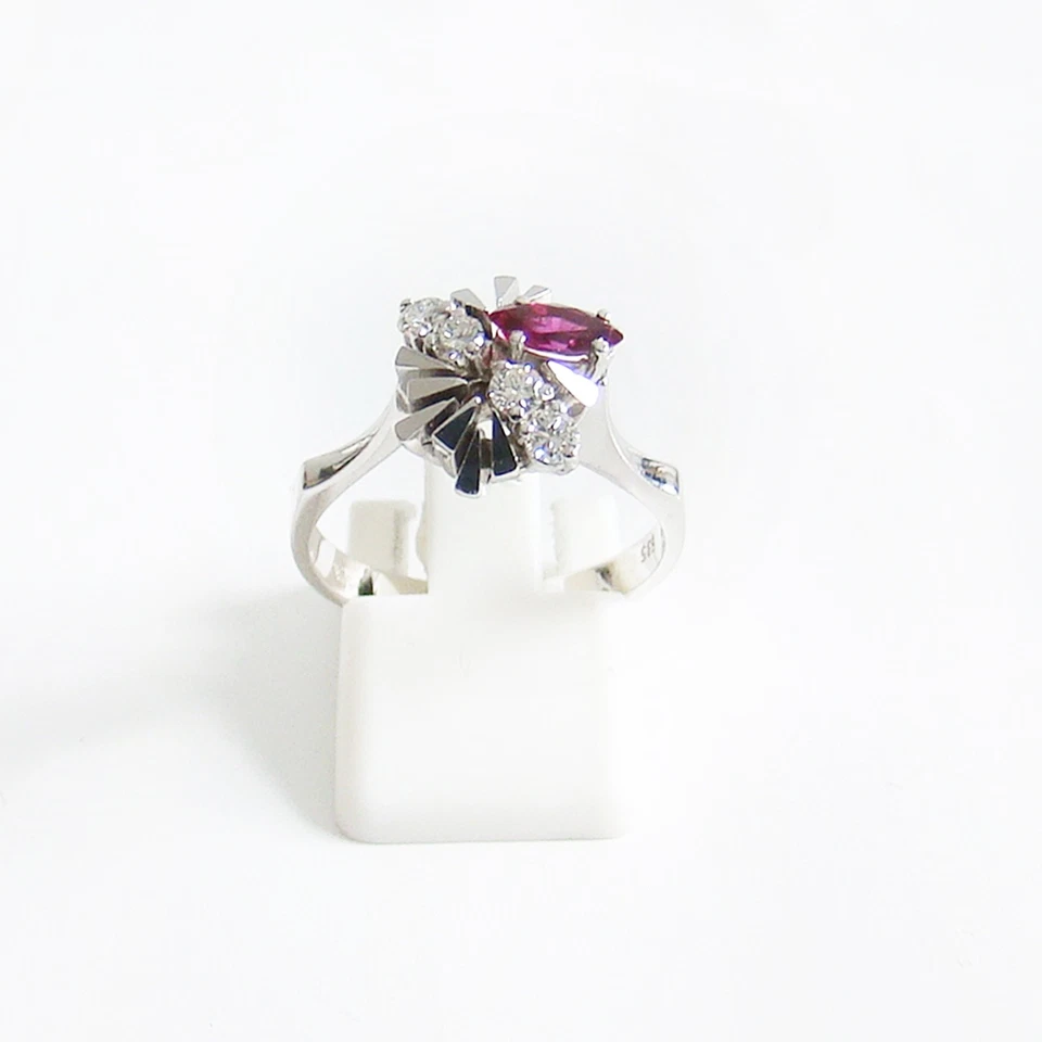 Ring Weißgold 585er Rubin Brillant Goldschmuck Edelstein 14 kt. Diamanten Damen - Bild 3 von 4