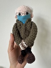 Handmade Crochet Bernie Sander Doll 8 Inches Ready To Ship