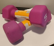 5 LB Weights Rubber Coated Hex Dumbbells NEW Pair   FUSCIA