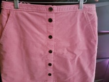 NEW J CREW FACTORY PINK CORDUROY FAUX FRONT BUTTONS MINI SKIRT SIZE 10 WITH TAG