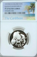 1979 BRITISH VIRGIN IS SILVER 25 CENTS MANGROVE CUCKOO NGC PF 69 ULTRA CAMEO