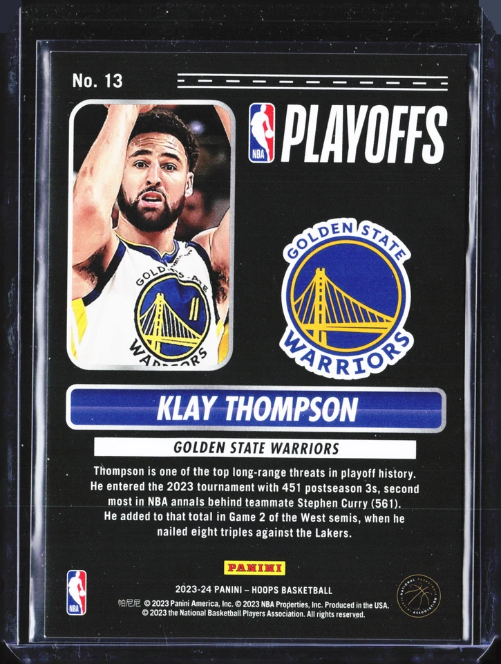 2023-24 Hoops #13 Klay Thompson Road to the Finals Second Round #/999 - Image 2 of 2