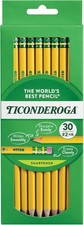 Ticonderoga Wood Cased Pencils, Pre-Sharpened 2 HB Soft Yellow 30 Ct