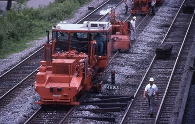 Unidentified Railroad Train Locomotive Speeder Construction 1998 Photo Slide