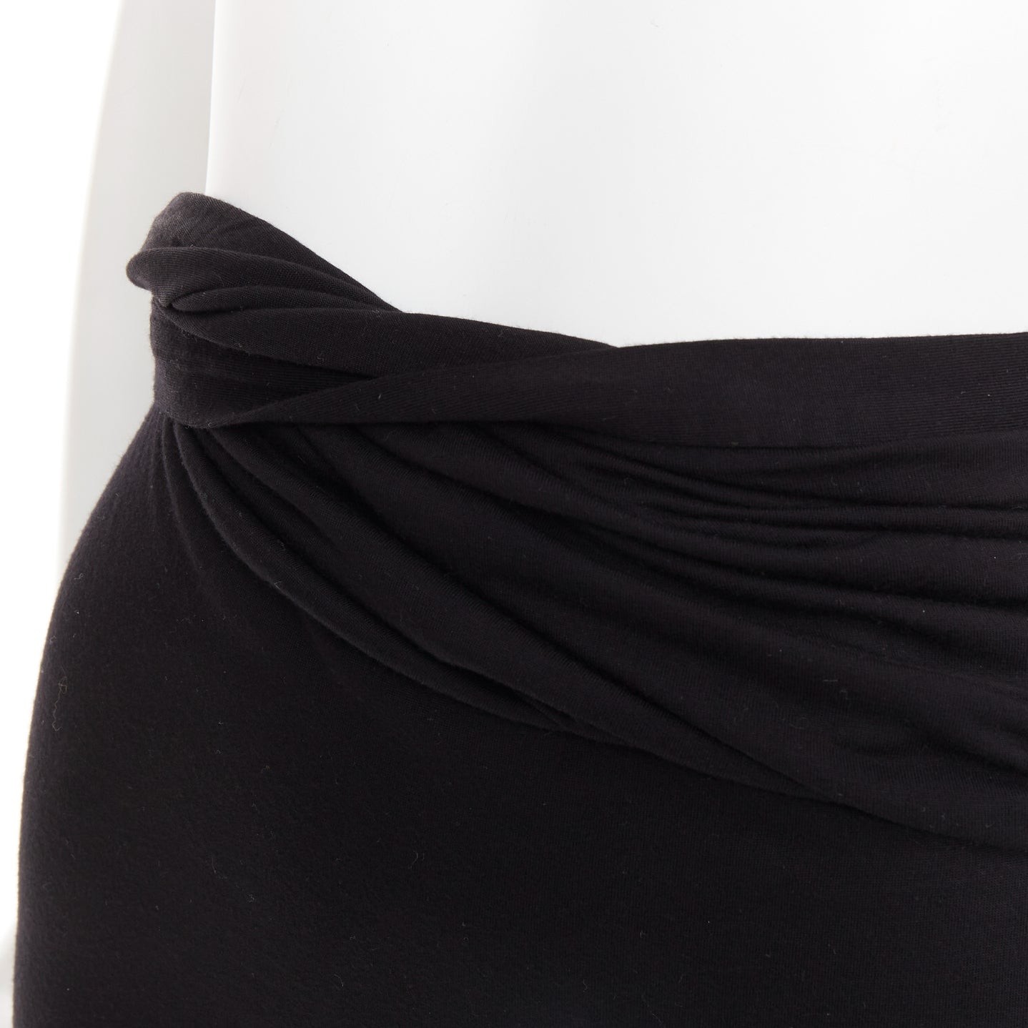 GIVENCHY black twist draped waist jersey high pencil midi skirt XS thumbnail 8