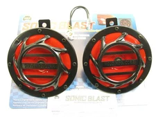 SET Of Wolo Sonic Blast Red Black 308-2T UNIVERSAL LOW And HIGH TONE Horns