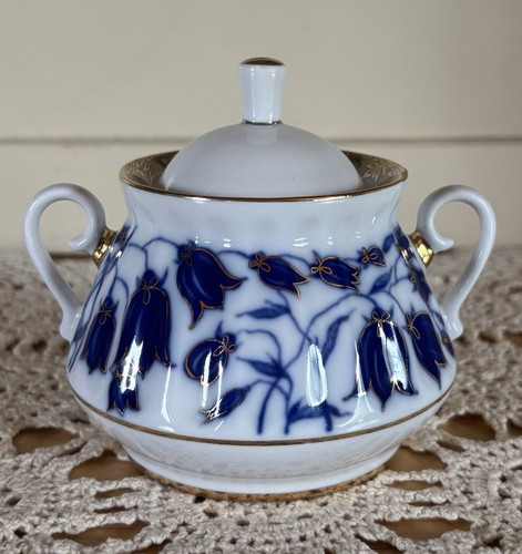 Vintage Lomonosov Bluebells Sugar Bowl