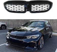 Glossy Black Front Kidney Diamond Grill Grille For 2019-2022 Bmw G20 330i M340i