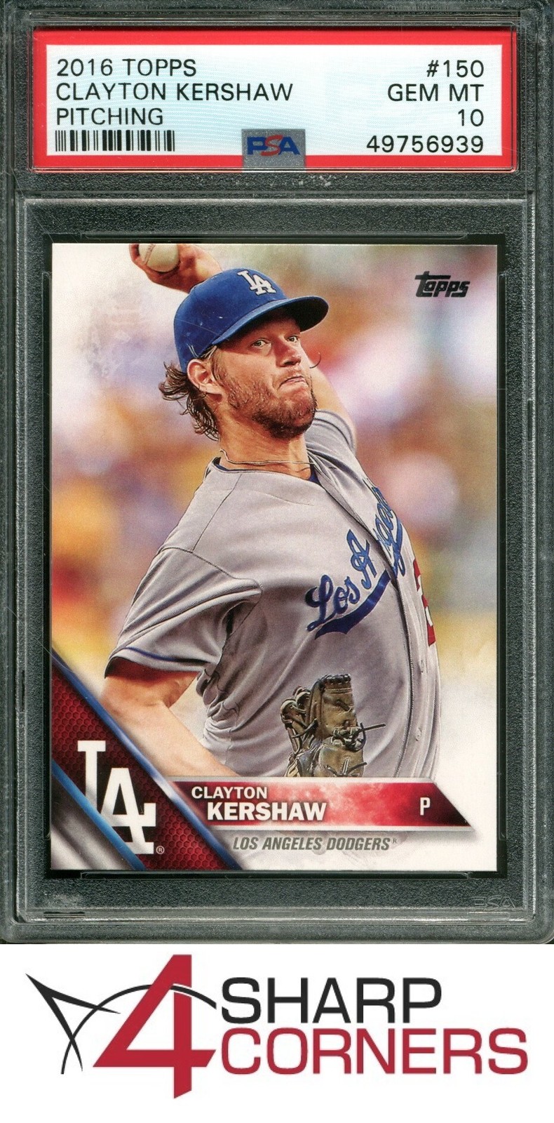 2016 TOPPS #150 CLAYTON KERSHAW DODGERS PITCHING PSA 10 view 1