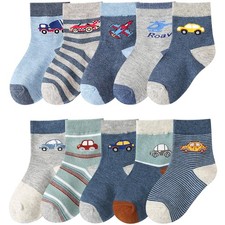 Boys Socks Kids Socks Stockings Cotton 10 Pack Cars and Planes 24...