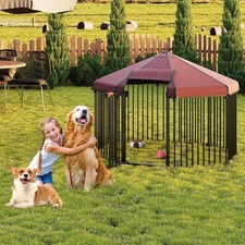 Outdoor Dog kennel Metal Dog Cage Pet Run Fence Dog House Puppy Playpen w/Cover