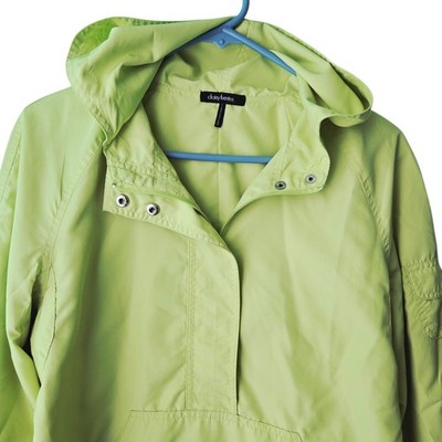 Daisy Fuentes Sport Lime Green Anorak Windbreaker Hooded Pullover Jacket Small