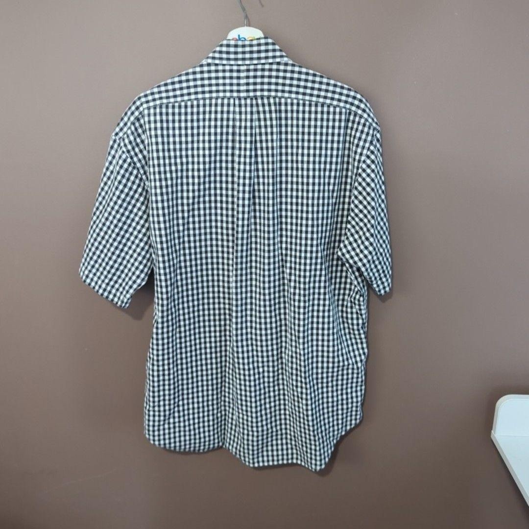 Ralph Lauren Shirt Mens Large Black Check Short Sleeve Button Down Pony Logo image 5