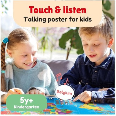 Interactive Talking World Map for Kids 5-12
