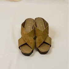 Mila Paoli Sandals Italian Leather Clogs Wooden Heel Platform Slide Women 8 / 39