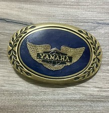 Vintage Yamaha Motorcycles Solid Brass Belt Buckle By Heritage Buckles, Blue