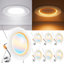 Sunco 6 Pack 6 Inch Retrofit LED Recessed Lights with Night Light, 5CCT