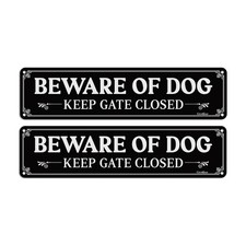 Beware of Dog Signs for Fence, 12x3 Inches Keep Gate Closed Sign, Reflective ...