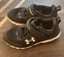 Under Armour UA BPS Assert 9 Black/White Boy's slip on Sneakers strap Size 13K