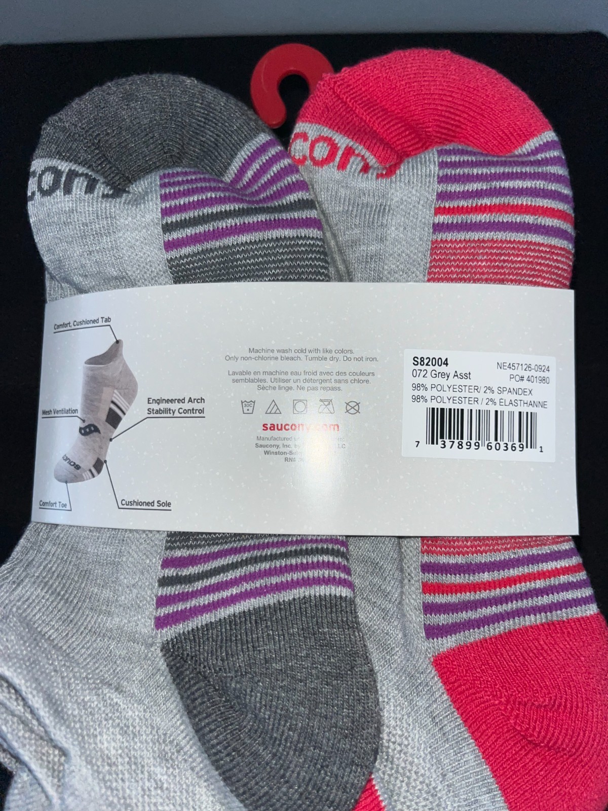 15 Pair Saucony Women's Socks New in Package Cushioned No Show Tabbed Gray Asst thumbnail 3