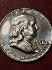 1958 GEM  SILVER PROOF FRANKLIN 50c  All 3-D MIRRORS !! DEEP LUSTER ! GEM SILVER
